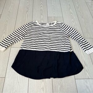 COS medium silk cotton striped top navy blue white color block nautical casual